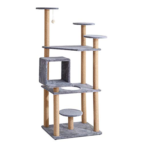 Kratzbaum Condo Mehrschichtiges Katzenklettergerüst Katzenspielplatz Natürliches Hanfseil Katze Kratzfester Kratzbaum g von FaLkiN