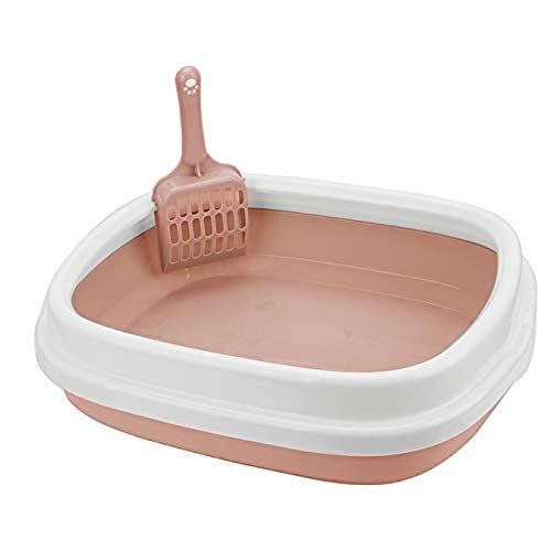 Kunststoff-Katzentoilette mit Spritzschutz, Heimtiertoilette mit Schaufel, Bettpfanne, Katzentablett, Sandkasten, Katzen, saubere Toilettenartikel, einfache Montage und viel Platz, rosa, gratis Kunststoff-Katzentoilette mit Spritzschutz, Heimtiertoilette mit Schaufel, Bettpfanne, Katzentablett, Sandkasten, Katzen, saubere Toilettenartikel, einfache Montage und viel Platz, rosa, gratis von FaLkiN