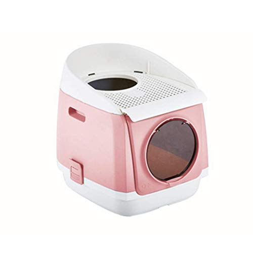 Langlebige Katzentoilette, Katzentoilette, spritzwassergeschützt und Deodorant, leicht zu reinigen, geeignet für Haustierkatzen (Pink) von FaLkiN