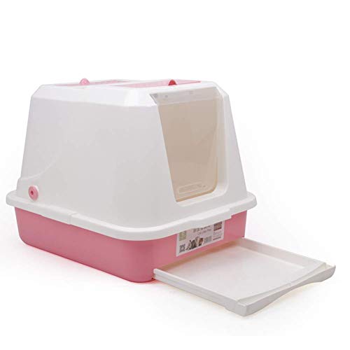 Langlebige Katzentoilette, Sieb-Haustier-Toilettenbox mit Schublade, Filter, Tragegriff, Klapptür (Farbe: Rosa) von FaLkiN