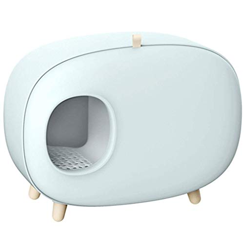 Langlebige Katzentoilette, halbgeschlossen, groß, spritzwassergeschützt, einfache Haustiertoilette zum Reinigen der Innentoilette (Farbe: Grün) von FaLkiN