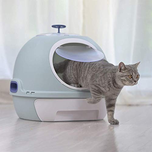 Langlebige Katzentoilette, selbstreinigende Katzentoilette, spritzwassergeschützt und Deodorant, geeignet für Haustierkatzen, Blau (Blau) von FaLkiN