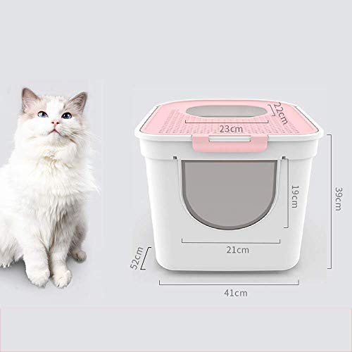 Robuste Katzentoilette, Katzentoilette, Toilettenbox, doppeltüriges Katzenhaus mit Vordereingang und Ausgang von Oben, hohe Kapazität, hygienisch, geruchsfrei, leicht zu reinigen (Rosa 40,3 x 41, Robuste Katzentoilette, Katzentoilette, Toilettenbox, doppeltüriges Katzenhaus mit Vordereingang und Ausgang von Oben, hohe Kapazität, hygienisch, geruchsfrei, leicht zu reinigen (Rosa 40,3 x 41, von FaLkiN