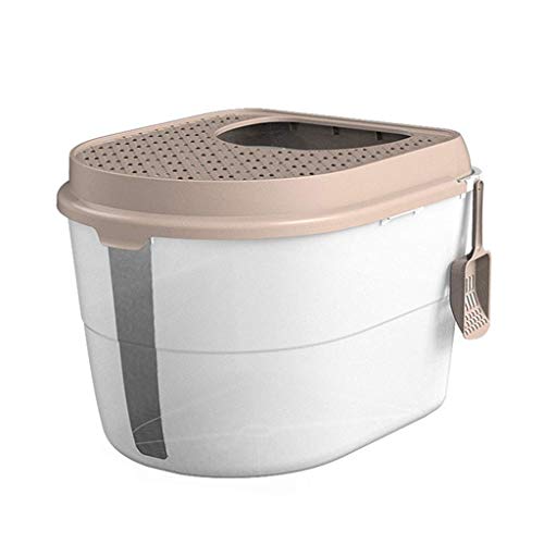 Robuste Katzentoilette für Hunde, Haustiertoilette, Bettpfanne mit Schaufel, tragbar, Kunststoff, leicht zu reinigen, Zubehör (Farbe: Beige) (Braun, groß) von FaLkiN