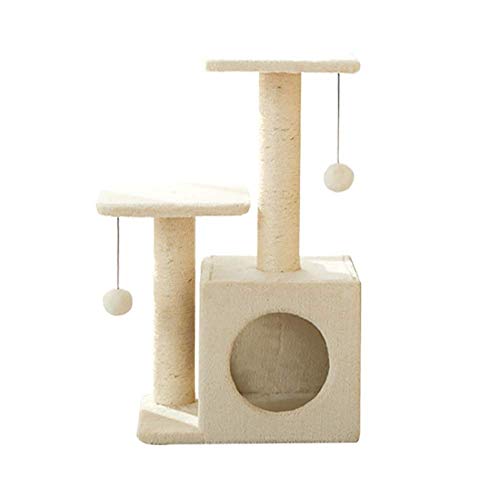 Spieltürme für Katzen, Baum, integriertes Katzenspringen, großes Katzenklettergerüst, Katzennest, Katzenplattform mit Sisal-Kratzbaum und bewohnbaren Hausbäumen für Katzen (Farbe: Beige, Größe: 5 von FaLkiN