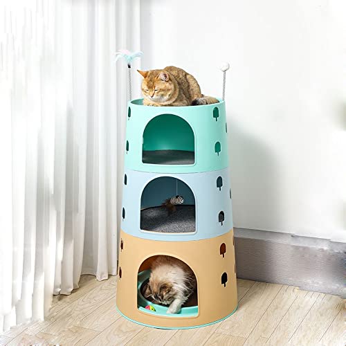 Vom Boden bis zur Decke reichender All-in-One-Spielturm, 82 cm, für Hauskatzen, Zwinger, Katzenmöbel, mehrstöckig, mit Kratzbrett und oberer Plattform von FaLkiN