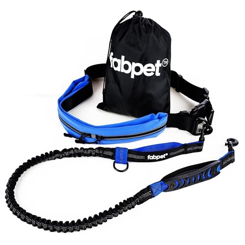 Fabpet Hands Free Hundeleine Für Laufen, Gehen Und Joggen - Starke Dual D-Ring Design Bis Zu 60kg, Verstellbare Gürtel Mit Integrierter Tasche von Fab Pet