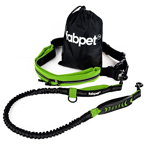 Fabpet Hands Free Hundeleine Für Laufen, Gehen Und Joggen - Starke Dual D-Ring Design Bis Zu 60kg, Verstellbare Gürtel Mit Integrierter Tasche von Fab Pet