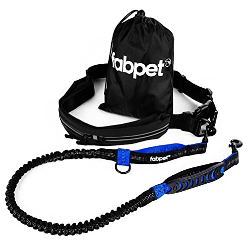 Fabpet Hands Free Hundeleine Für Laufen, Gehen Und Joggen - Starke Dual D-Ring Design Bis Zu 60kg, Verstellbare Gürtel Mit Integrierter Tasche von Fab Pet