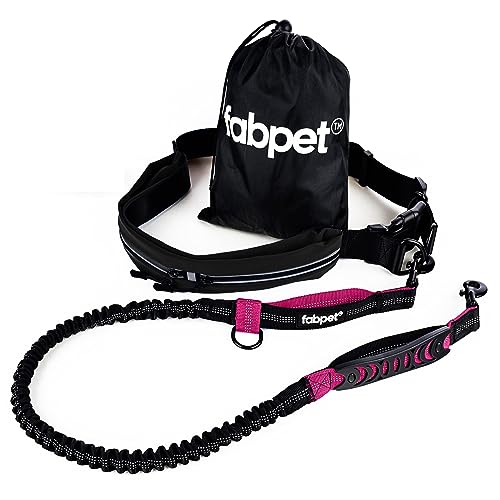 Fabpet Hands Free Hundeleine Für Laufen, Gehen Und Joggen - Starke Dual D-Ring Design Bis Zu 60kg, Verstellbare Gürtel Mit Integrierter Tasche von Fab Pet