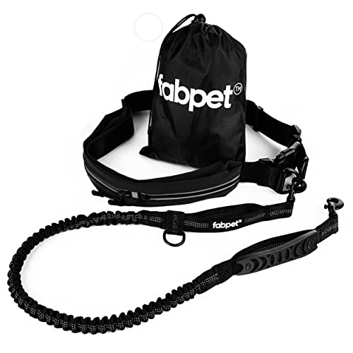 Fabpet Hands Free Hundeleine Für Laufen, Gehen Und Joggen - Starke Dual D-Ring Design Bis Zu 60kg, Verstellbare Gürtel Mit Integrierter Tasche von Fab Pet