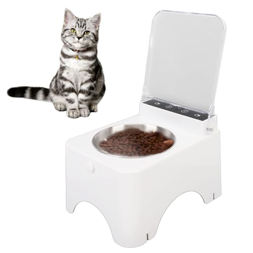 Automatischer Katzenfutterspender, Automatischer Futterspender für Kleine Haustiere, Hunde und Katzen, Automatische Deckelöffnung, Tierfutterspender für Zuhause und (A) von Fabater