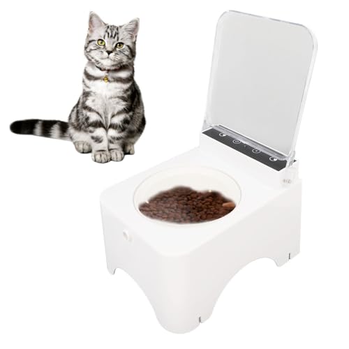 Automatischer Katzenfutterspender, Automatischer Futterspender für Kleine Haustiere, Hunde und Katzen, Automatische Deckelöffnung, Tierfutterspender für Zuhause und (B) von Fabater