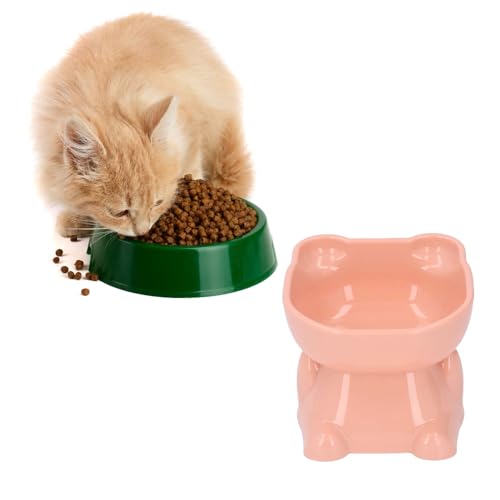 Erhöhter Futternapf für Katzen, Erhöhter Futternapf für Katzen, Verhindert Umkippen. Erhöhter Futternapf aus Kunststoff in Cartoon-Form mit Perfekter Größe für Katzen (PINK) von Fabater