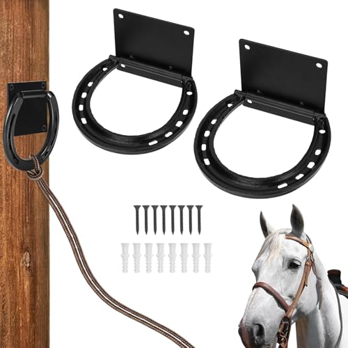 Fabater 2er-Pack Anbinderinge für Pferde aus massivem Stahl mit 8 Dehnschrauben, Kreuzanbinderinge für Pferdegeschirr, Stallbedarf, Schwarz Fabater 2er-Pack Anbinderinge für Pferde aus massivem Stahl mit 8 Dehnschrauben, Kreuzanbinderinge für Pferdegeschirr, Stallbedarf, Schwarz von Fabater
