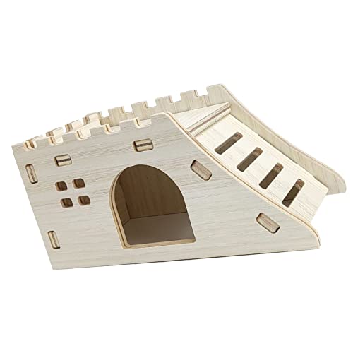 Fabater Hamster-Kletterhaus, Sicheres Versteck, Bissfestes Holzhaus-Spielzeug, Poliert für Hamster-Zubehör (Kletterleiter Kleines Schloss, 15x7x5cm) von Fabater