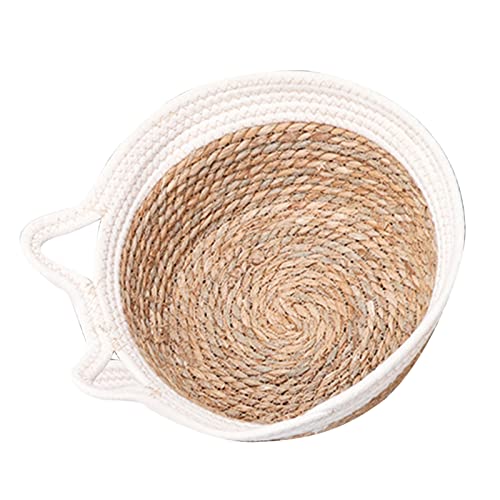 Handgewebtes Katzennest, Gewebtes Katzenbett, Atmungsaktives, Stilvolles Baumwollseil für Hunde für den Sommer (Weiße Katzenohren) von Fabater