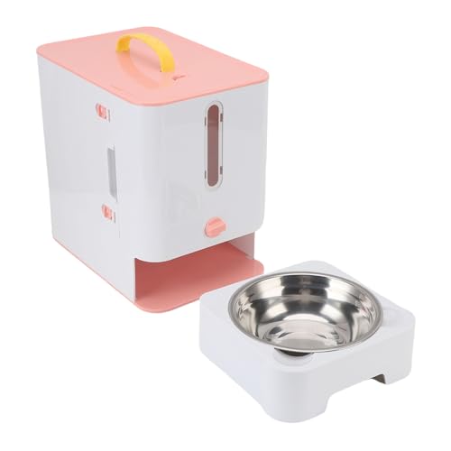 Fabater Haustiernahrungspenser, Katzenfuttermittel mit Klarem Fenster und Schüssel, Große Kapazität Tiernahrungsbehälter, Katzenhund -Food -Lagerstation für Innenräume, Outdoor (PINK) von Fabater