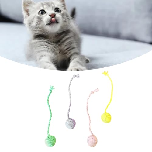 Fabater Katzenspielzeug aus Baumwolle, Langlebiges, Süßes 4-teiliges Katzenspielzeug für Zuhause (Wattebausch) von Fabater