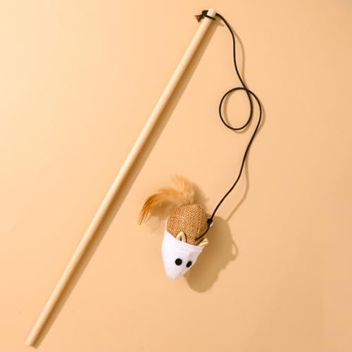 Fabater Katzenstab-Spielzeug, Holzstange, Katzen-Teaser-Stick, Sicherheit, Interaktives Krallenschleifen für Zuhause für Draußen (Typ 1) von Fabater