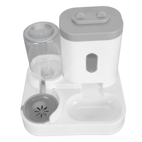 Futterspender und Wasserspender für Haustiere, 2-in-1, Abnehmbarer Automatischer Katzenfutter-Wasserspender mit Transparentem Fenster für Kleine Bis Mittelgroße Welpen, Kätzchen von Fabater
