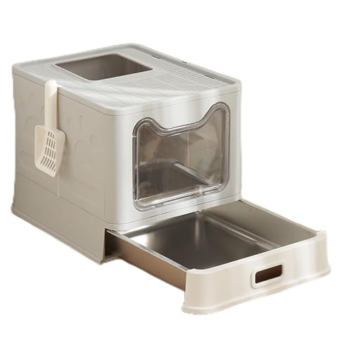 Geschlossene Katzentoilette mit Deckel und Schaufel, Faltbare Katzentoilette für Katzen Bis zu 33 Pfund, Abgedeckte Katzentoilette, Katzentoilette Leicht zu Reinigende (Gray) von Fabater