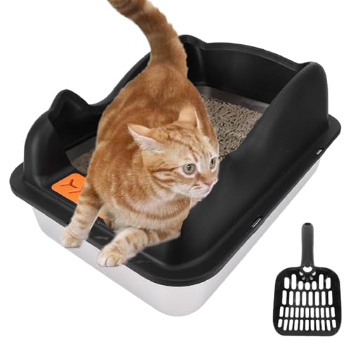 Geschlossener Edelstahlkatze Katzentoilette mit Deckel, Extra Großer Katzentoilette für Maxe 10 Kg Katzen, Metalldrüsenschachtel Hochseitig, Anti-Urin-Leckage, Einfache Reinigung Geschlossener Edelstahlkatze Katzentoilette mit Deckel, Extra Großer Katzentoilette für Maxe 10 Kg Katzen, Metalldrüsenschachtel Hochseitig, Anti-Urin-Leckage, Einfache Reinigung von Fabater