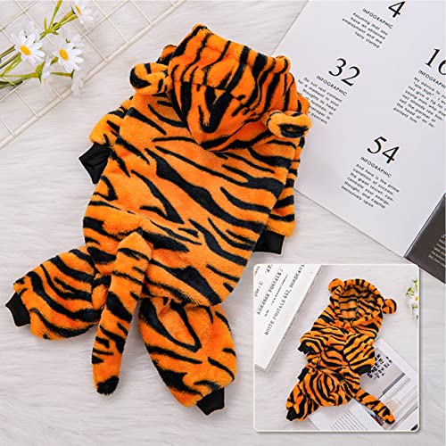Haustier-Tiger-Kapuzenpullover, Haustier-Kostüm-Kleidung, Schön und Weich, Verhindert Haarausfall, Auffällige Farbe, Korallen-Fleece für Kleine Hunde und (L) von Fabater