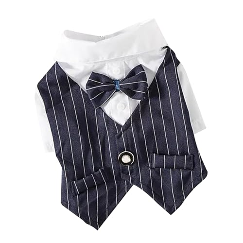 Haustieranzug, Polyester-Hundeanzug, Marineblau, Atmungsaktiv, Stilvoll, Gestreift für Formelle Anlässe (L) von Fabater