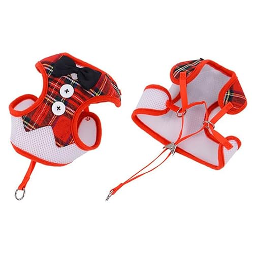 Haustiergeschirr-Leine, Niedliches Polyester-Baumwoll-Schleifen-Haustierwesten-Leine-Set für Welpenhunde Zum Wandern (M 25 cm) von Fabater