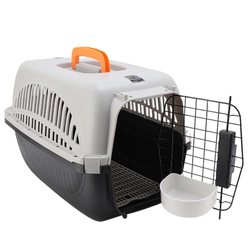 Haustierträger, Hart Verfolgter Hundereiseträger, Tragbare Katze Transportierte Schachtel mit Food Bowl, Tragbare Haustierträger für Außenreisen, Zuhause (Black) von Fabater