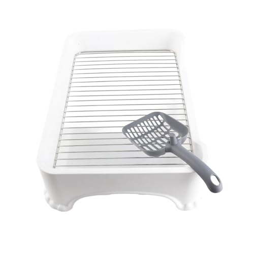 Hundetöpfchen-Tablett, Abnehmbare, Waschbare Haustier-Toiletten-Trainings-PIPI-Pad-Tablett aus Edelstahl für Kleine Mittelgroße Hunde, Netz-Hundetrainingstoile (White) von Fabater