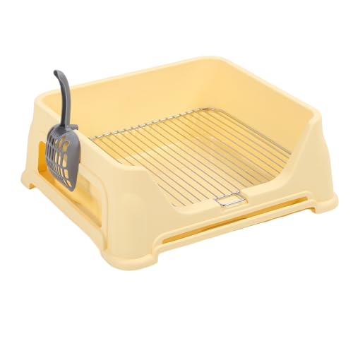Hundetopfschale, Edelstahlnetz, Hundedrüsenbox -Hunde -Trainingstoilette für Kleine Mittelgroße Hunde, Einfache und Reinigung, Kleine Welpentrainingstablett, (Hellgelb) von Fabater
