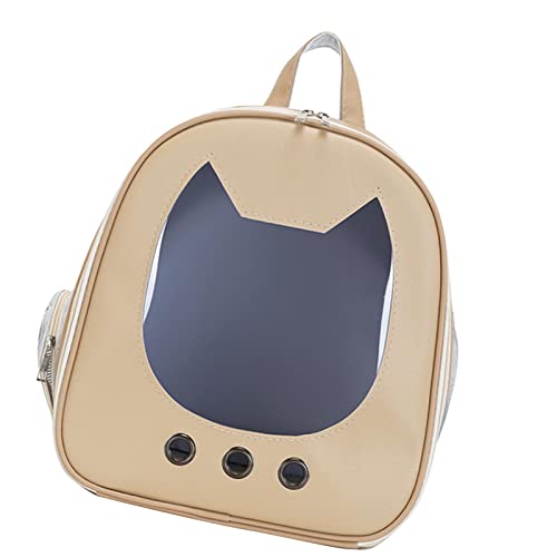 Katzentrage-, Katzen-Tragetasche, Verbreiterter Schultergurt, Atmungsaktives PU-Ledergewebe, Kratzfest, Großer Platz für Welpenspaziergänge (Khaki) von Fabater