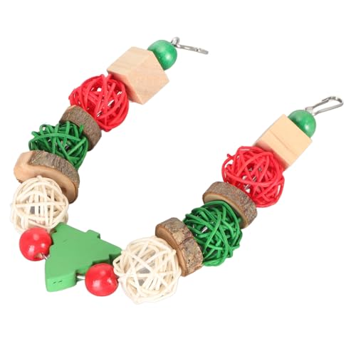 Papageien-Kauspielzeug, Holzvogel-Rattan-Kugelschaukelspielzeug, Dekoratives Buntes Zähneknirschen für Weihnachten für Hamster von Fabater