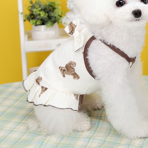 Sommer-Hundekleid, Weiche Baumwoll-Hosenträger, Welpenkleid, Bezauberndes Bärenmuster, Attraktiv für Camping, für Teddy für den Alltag (Teddybär S) von Fabater