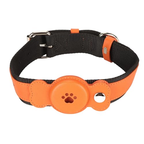 Verstellbares, Langlebiges Hundehalsband, Wasserdichtes, Leichtes Nylon-Haustier-Lederhalsband für Kleine, Mittelgroße und Große Hunde und Katzen, mit Komfortablem Design (ORANGE) von Fabater