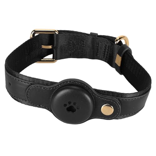 Verstellbares Hundehalsband, Strapazierfähiges Haustierhalsband aus PU-Stoff mit Schnellverschluss-Schnalle, Modisches Hundehalsband für Kleine, Mittelgroße und Große Hunde (Black) von Fabater