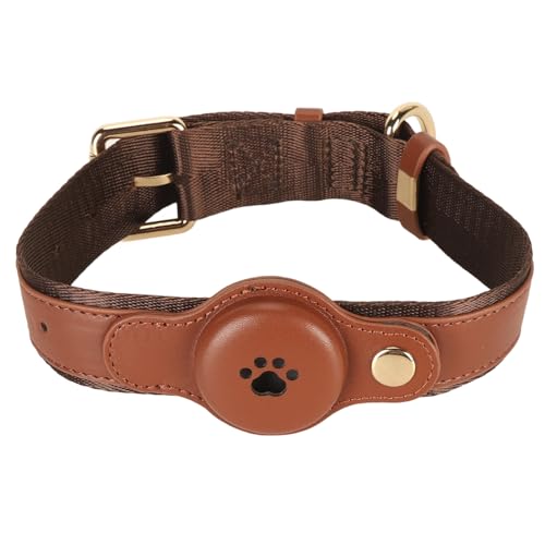 Verstellbares Hundehalsband, Strapazierfähiges Haustierhalsband aus PU-Stoff mit Schnellverschluss-Schnalle, Modisches Hundehalsband für Kleine, Mittelgroße und Große Hunde (Brown) von Fabater