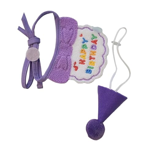 Fabater Welpen-Geburtstagskostüm-Set, Hautfreundliche Haustier-Geburtstagsmütze, Verstellbarer Schal, Niedliches Modisches Vestatile für Katzen für Party (Purple) von Fabater