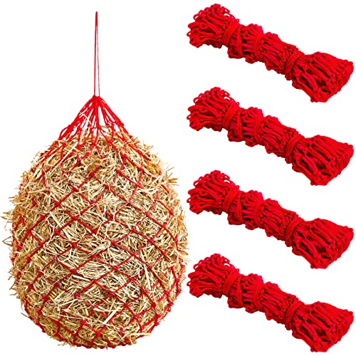 Heunetz für Pferde, langsame Fütterung, Heunetz, für Pferde, langsame Futterstation, 101.6 cm Länge, mit 5.1 cm Löchern, zum Aufhängen, Ziegen, Rinder, Pferde, Scheunenzubehör (rot) von Fabbay