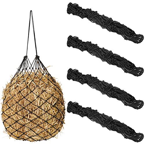 Heunetz für Pferde, langsame Fütterung, Heunetz, für Pferde, langsame Futterstation, 101.6 cm Länge, mit 5.1 cm Löchern, zum Aufhängen, Ziegen, Rinder, Pferde, Scheunenzubehör (schwarz) von Fabbay