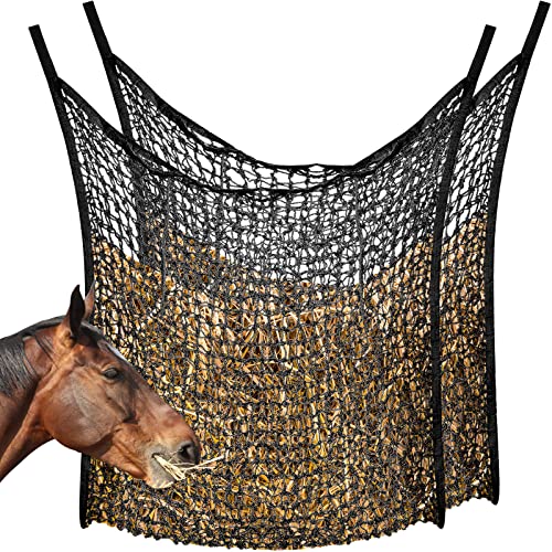 Heunetz für langsame Fütterung, Heubeutel für Pferde, Ziegenstand, Anhänger, Pferdefütterungszubehör (schwarz, 160 x 101 cm) von Fabbay