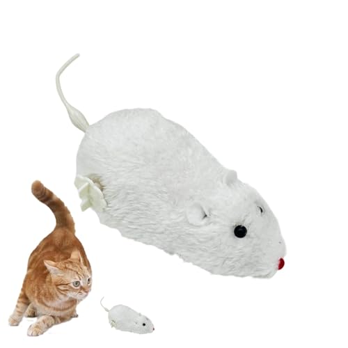 Fabixoin Katzenmäusespielzeug, interaktives Mäusespielzeug für Hauskatzen, Jagen Jagd Maus Indoor Katzenspielzeug, Jagd aufziehbare Maus, Plüsch-Mäusespielzeug, Uhrwerk-Maus-Laufspielzeug, von Fabixoin