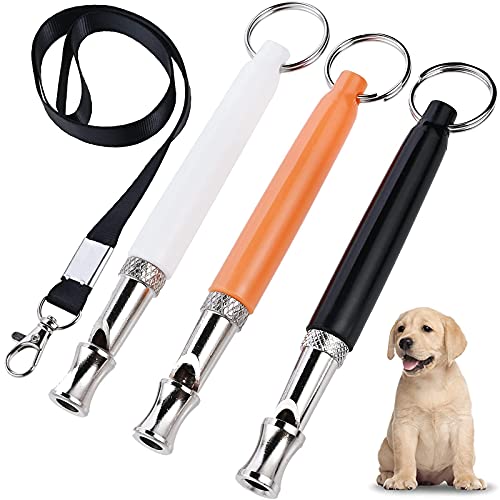 Faburo 3 Stück Ultraschall Hundepfeifen mit Umhängeband, Clicker, verstellbare Frequenzen, Hundetrainingsset von Faburo