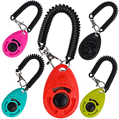 Faburo Profi Hunde Clicker, 5PCS Profi Clicker Clicker Hunde Hunde Clicker Klickertraining Set mit Sprialband Clickertraining für Hunde Katzen Pferde von Faburo