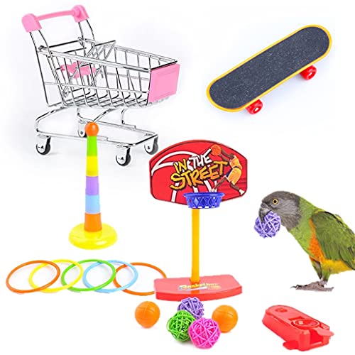FackLOxc 4-teilige Vogel Trainingsspielzeug Set Enthält Basketball Stapelringe Skateboard Metall Trolley Türsteher Spielzeug Zur Verbesserung des FackLOxc 4-teilige Vogel Trainingsspielzeug Set Enthält Basketball Stapelringe Skateboard Metall Trolley Türsteher Spielzeug Zur Verbesserung des von FackLOxc
