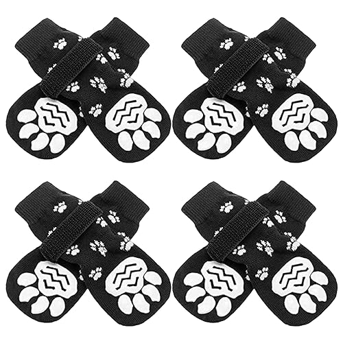 2 Stück Haustier-Hundeschuhe und Socken für draußen und drinnen, rutschfeste Hundeschuhe, Hunde- und Katzensocken Warme Hundebekleidung (Black, M) von Factorys