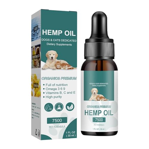 Factorys 30 ml Samenöl für Hunde Katzen helfen bei Angstzuständen, Stress, Entzündungen, lindern Gelenke Hüften, beruhigende Tropfen für Haustiere, Wasser, Samenöl, Vitamin E usw (Sky Blue, One Size) von Factorys