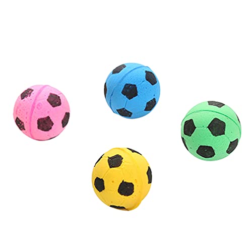 Factorys 4er-Pack Pet Toys Kleine Schaumstoff-Fußbälle Bunte Katzenspielzeuge Geschenke für Katzen Hunde Wurfspielzeug Extra Langes Katzenspielzeug (Pink, One Size) von Factorys